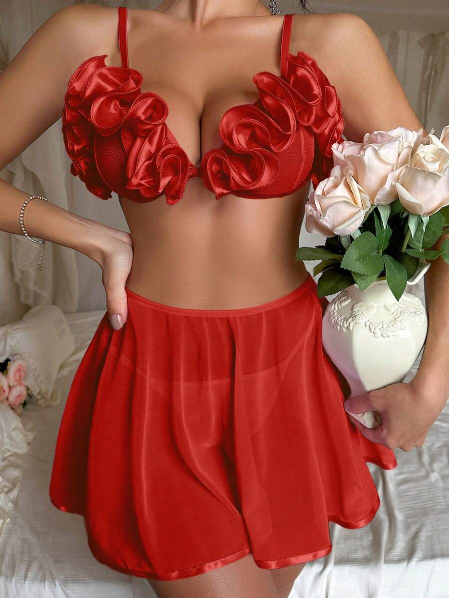 FancyStar™ Rosie Ruffle Trim Lingerie Set HEMSPTT128