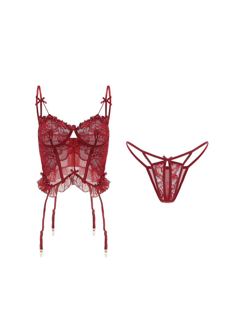 SYNIA Corset with Crotchless String Set