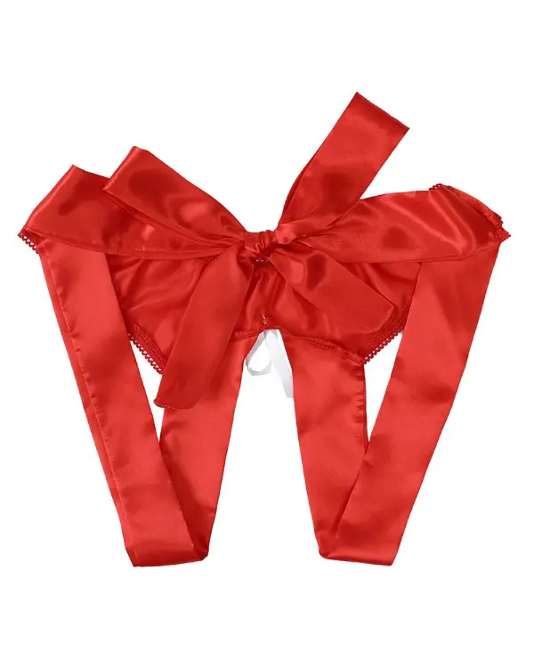 BOWKNOT Satinb Crotchless Panties
