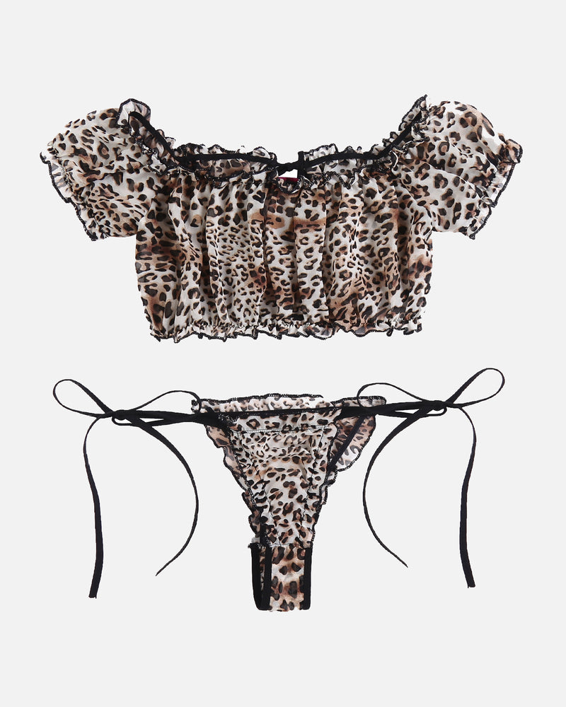 PRAIRYNA Floral Mesh Ruffle Lingerie Set