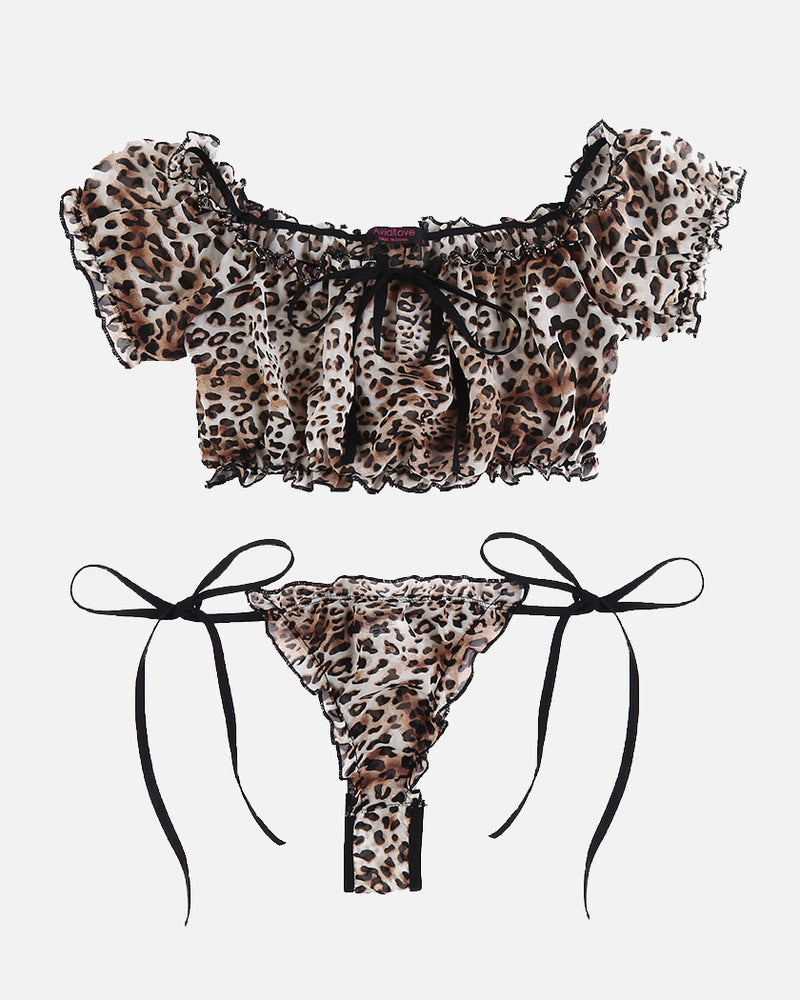 PRAIRYNA Floral Mesh Ruffle Lingerie Set