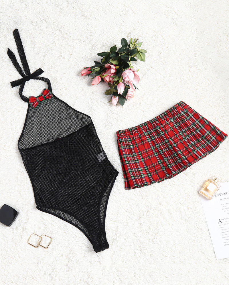 VYNTRA Snap Crotch Bodysuit and Mini Skirt
