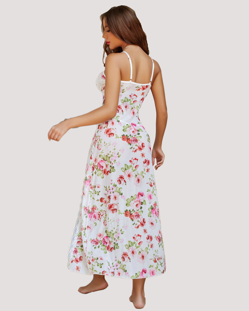 ARDELUNE Lace Mesh Side Split Nightgown