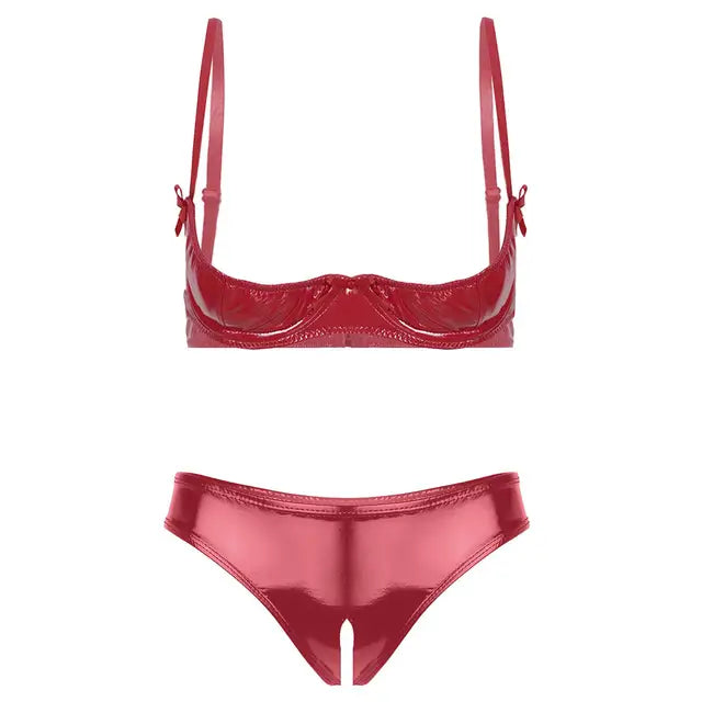 💥 SUMMER HOLIDAY 70% OFF 🔥 FancyStar™ GLOSSY Leather Underwire Set