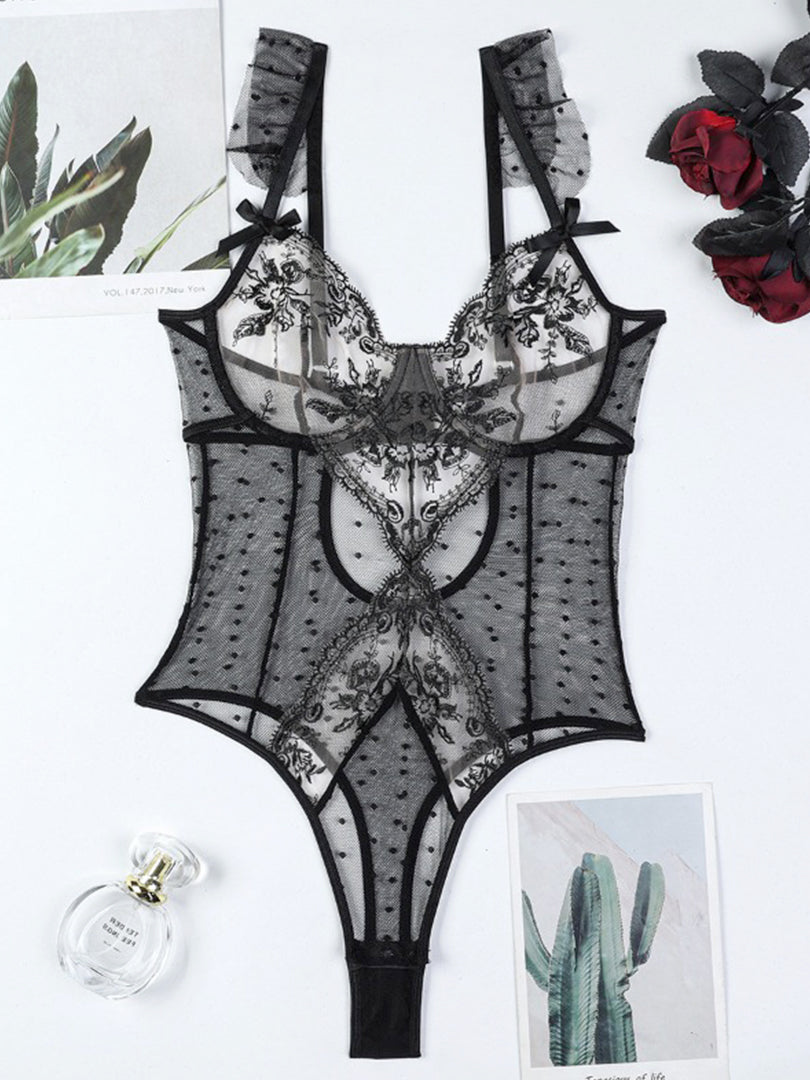 EMBRY Crotchless Bodysuit with Fishnet Stocking