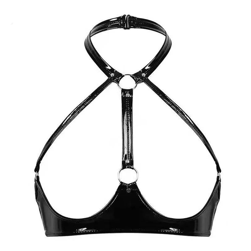 Glossy Open Cup Leather Top HEMSMTH421