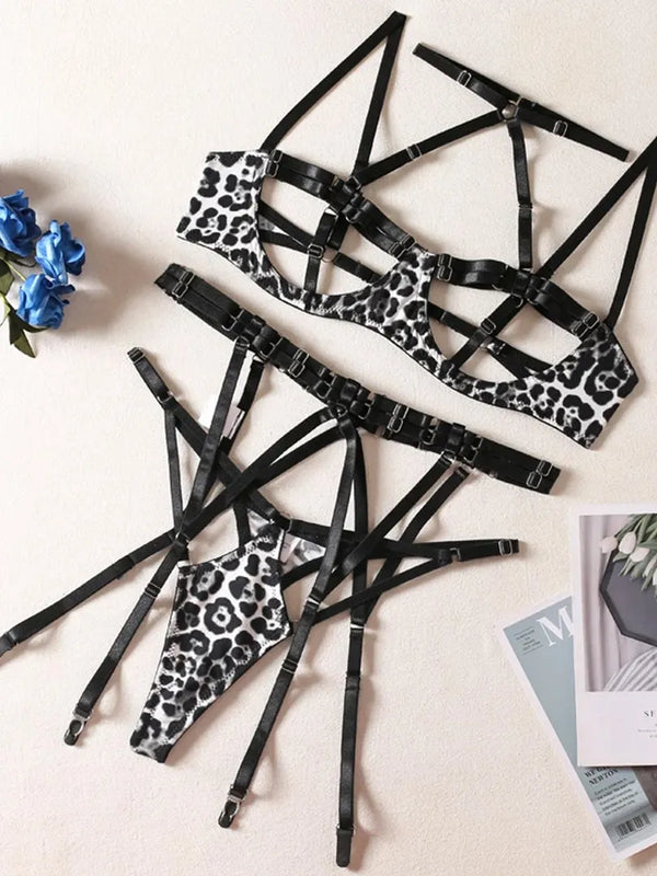 FancyStar™ Velvet Panther Open-cup Bra Set HEMSNMH037