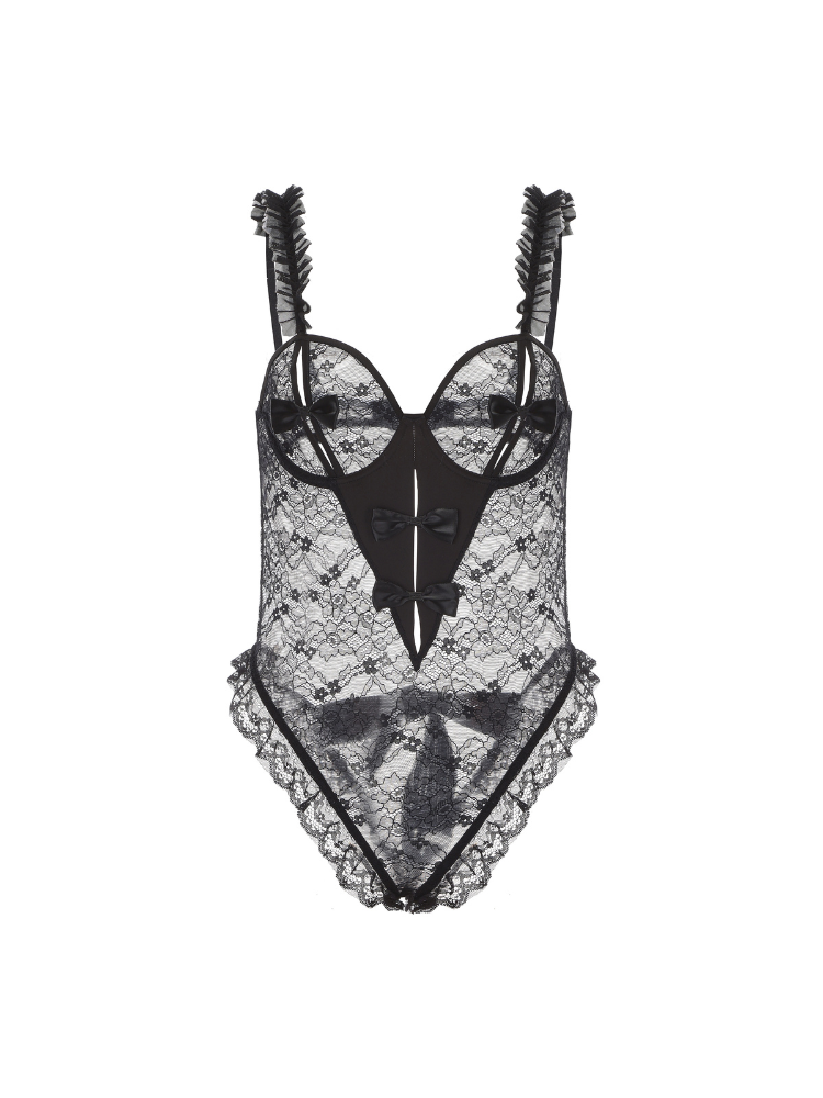 STANY Ruffle Crotchless Bodysuit