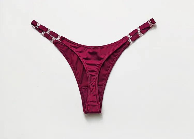 Luxury Metal Buckle: Low Rise Sexy Thong Panties