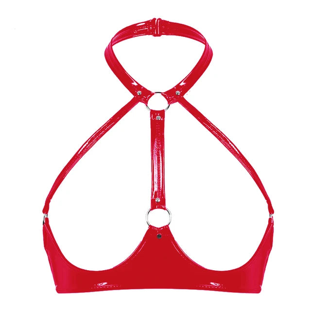Glossy Open Cup Leather Top HEMSMTH421