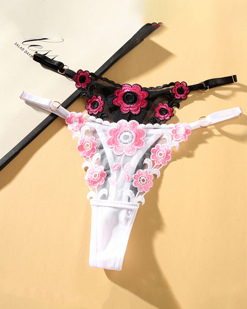 ZALUNE Low Waist Triangle Lace Thong Panties