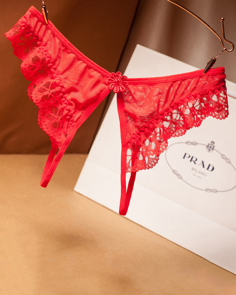 NOYCELLE Crotchless Lace Low Waist Thong