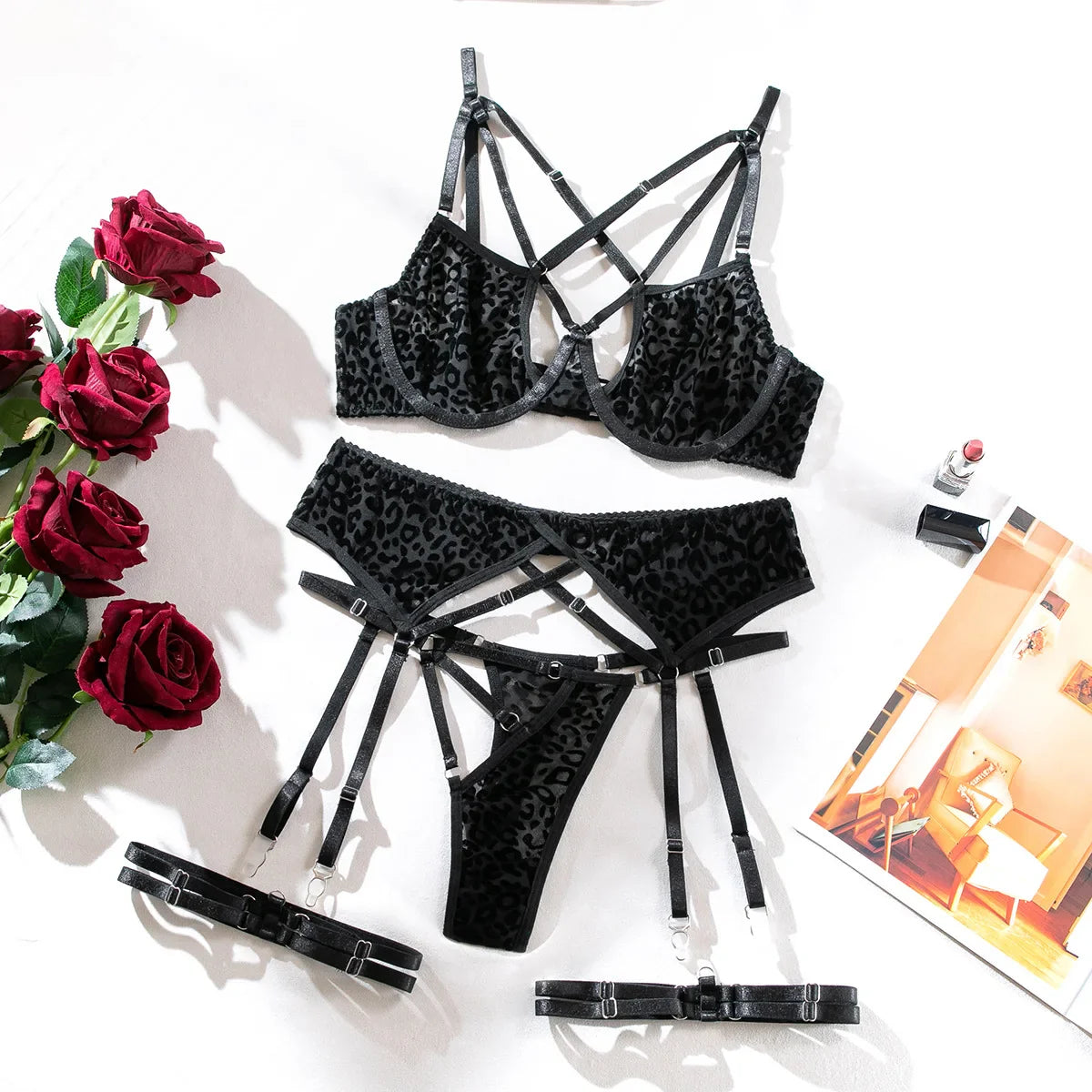 FancyStar™ Leopard Belt Lingerie Set