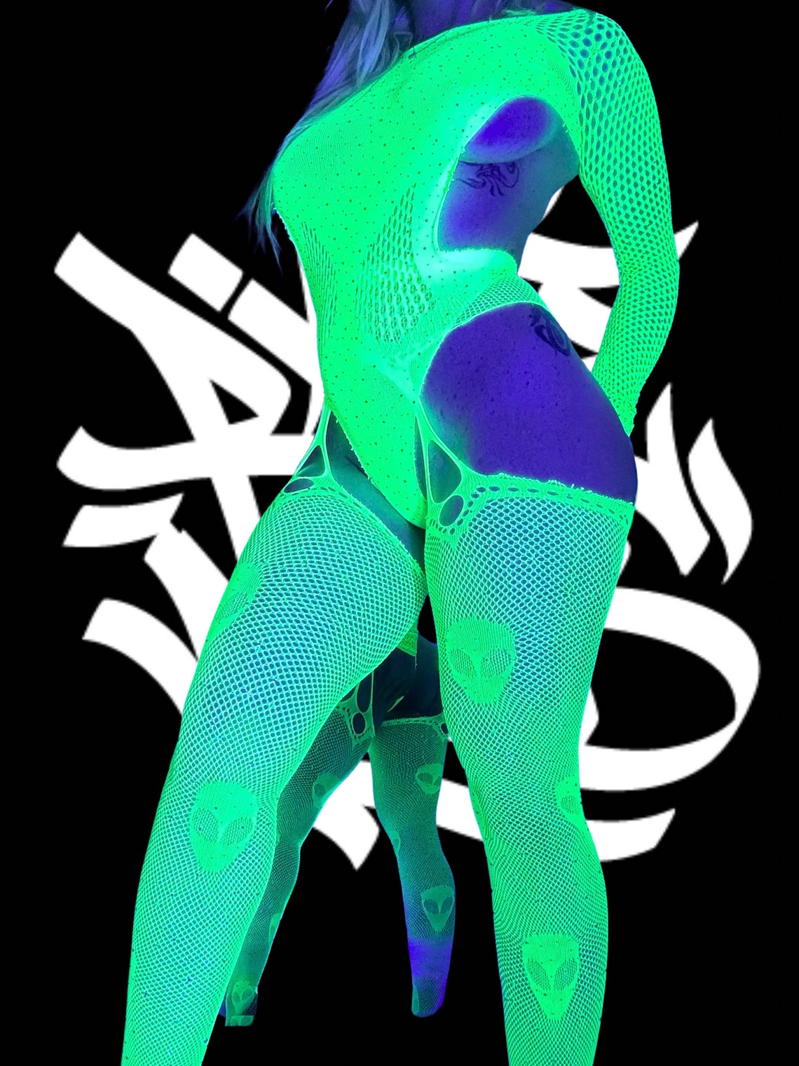 Alien Head Neon Body Stocking HEMSMTH363