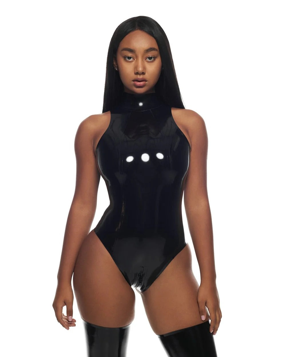 FancyStar® RUBINA Latex Zippers Bodysuit