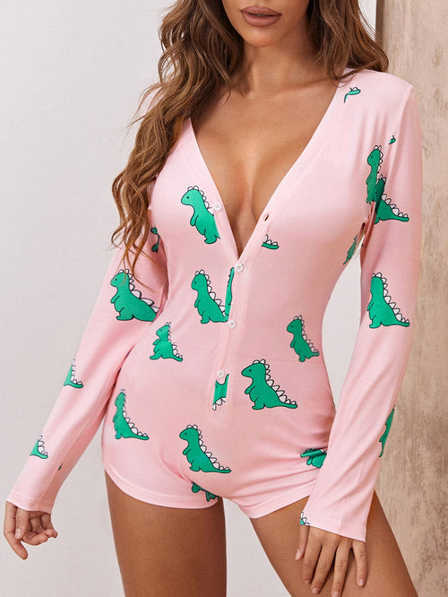 Long Sleeve Dinosaur Playsuit
