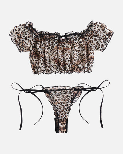 PRAIRYNA Floral Mesh Ruffle Lingerie Set