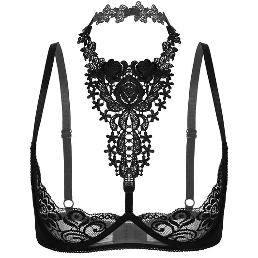 Lace Halter Neck Lifted Bra HEMSMTH414