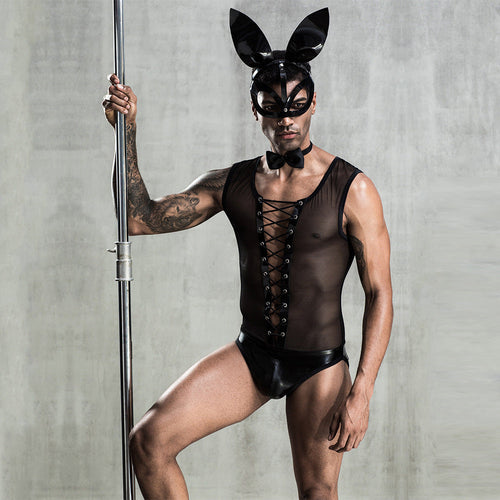 Alaric Midnight Bunny Mesh Bodysuit - Baby Boxx Lingerie