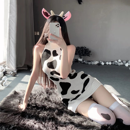 FancyStar™ Milk Cow Backless Sweater Dress HEMSPTT138