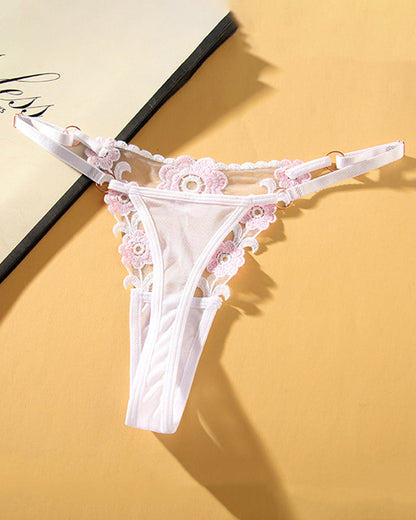 ZALUNE Low Waist Triangle Lace Thong Panties