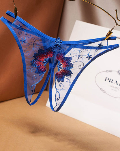 MISTYNE Mesh Embroidered Crotchless Thong