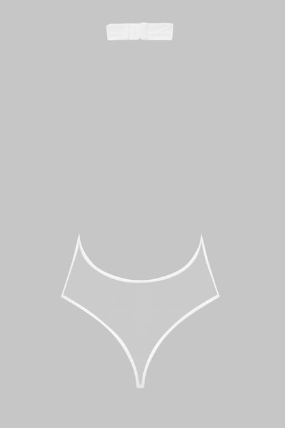 White V-neck Thong Bodysuit