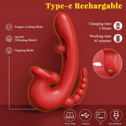 TEASRA Multi-Zone 5-in-1 Licking Flaping Sucking Vibrator