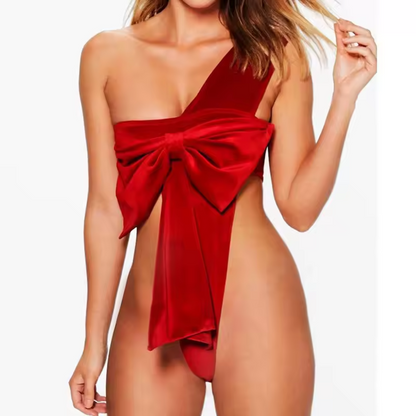 FancyStar™ Suede Red Bowknot Lingerie HEMSPTT119